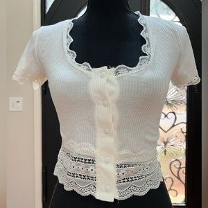 Lace White Button-Up 🔔